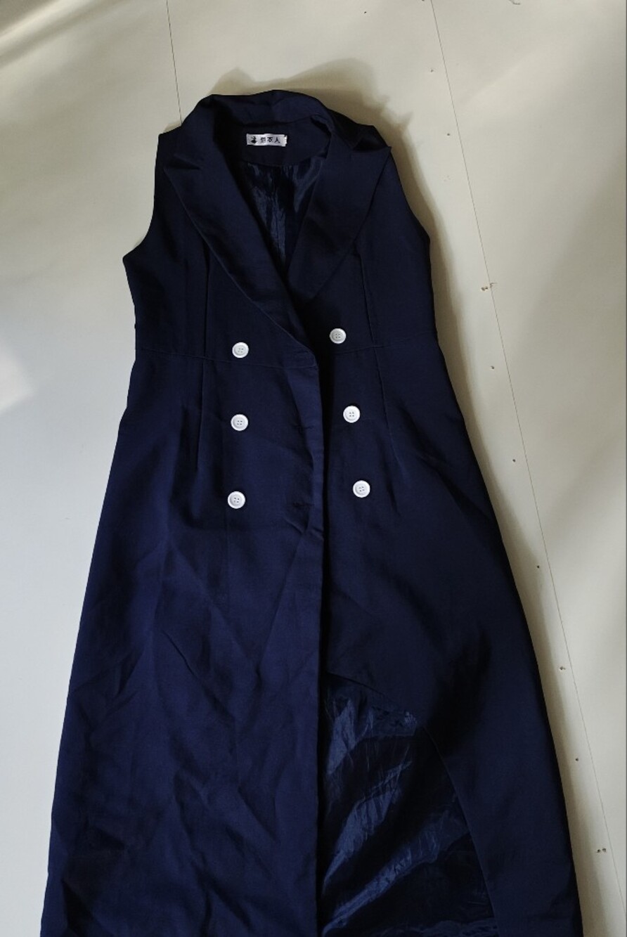 Avant Garde Navy Sleeveless Double Breasted Longline Vest Size 10